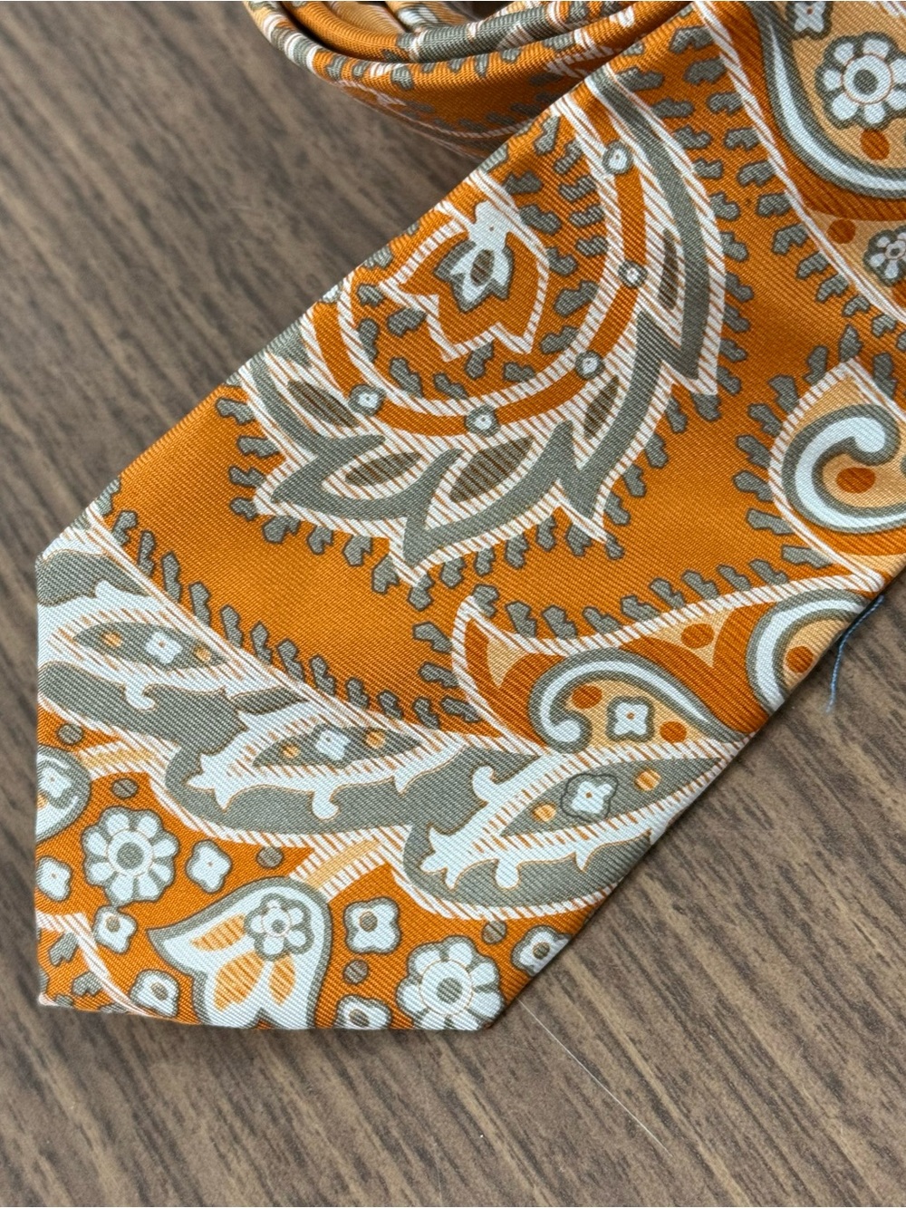 Banana Republic Orange and Gray Paisley Silk Tie